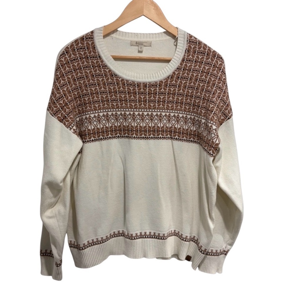 2/$40 Weekender Cozy Nordic-Pattern Soft Cream Crewneck Sweater